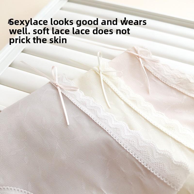 Женские летние ультратонкие чисто сексуальные кружевные романтические жаккардовые сетчатые хлопковые трусики-треугольники с ластовицей на талии