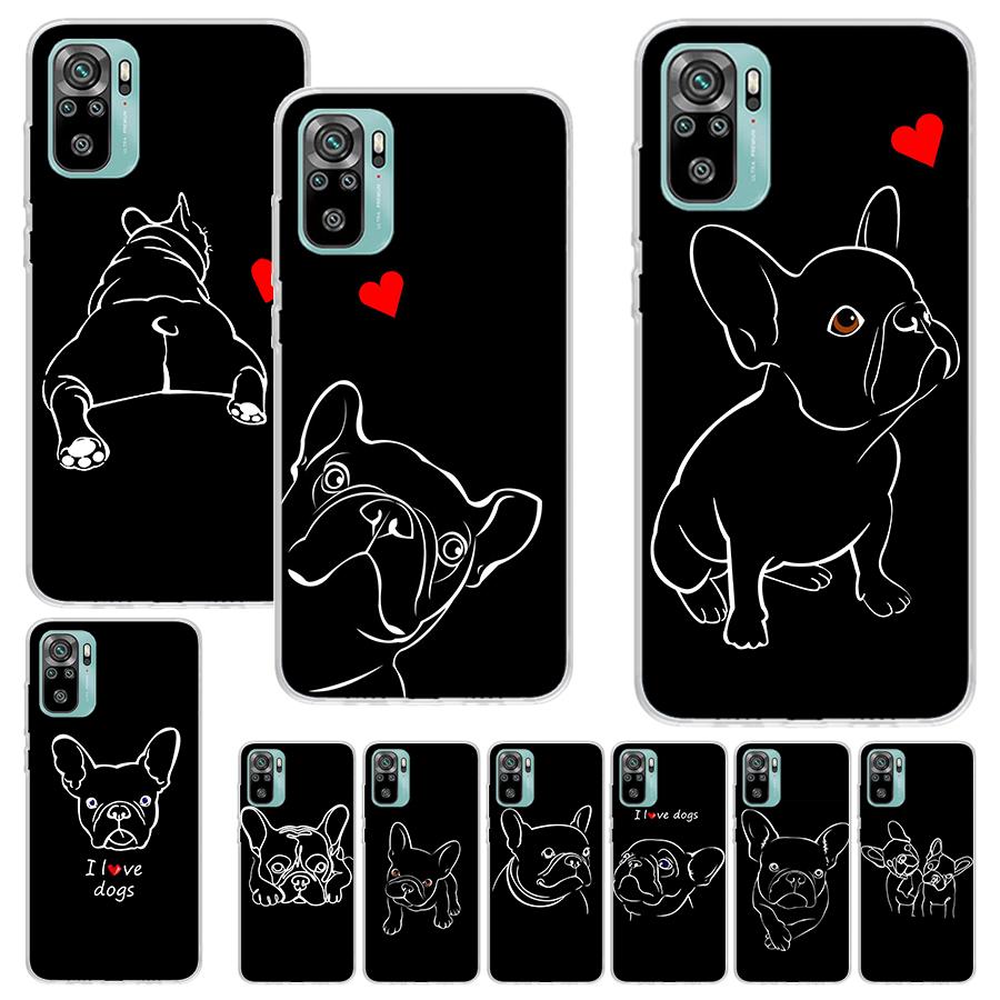 French Bulldog Black White Print Soft Case for Xiaomi Redmi Note 14 13 12S 11S Phone Shell 10 Pro Plus 11E 11T 12 11 10S 5G Cove
