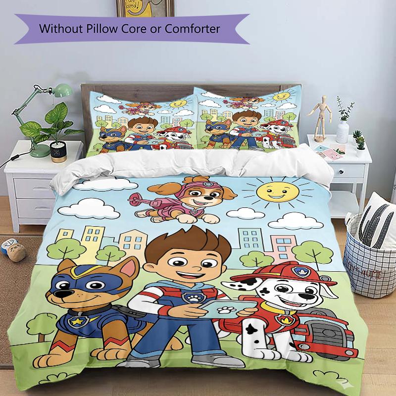 3Pcs Paw Patrol Adventure Day Bedding Set Quilt Cover Pillowcase Home Christmas Halloween Gift 1 Duvet Cover 2 Pillowcase S1372