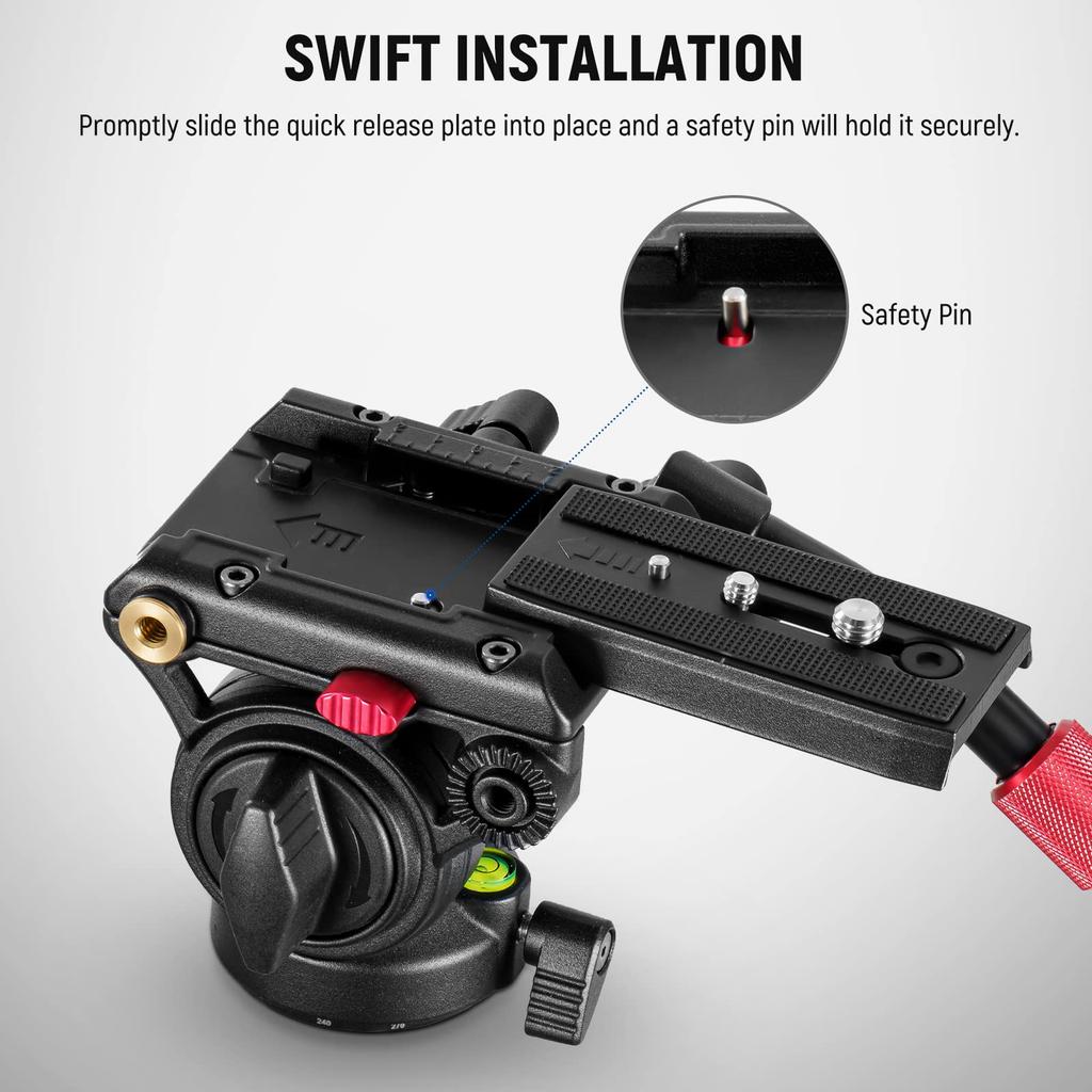 Neewer GM001 Video Tripod Head with Fluid Quick Release Telescoping and Scale Base Maximum Load Capacity of Compatible with DSLR Camcorders Head,