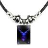 Trendy Unisex Zodiac Pendant Necklace Handmade With Black Leather Rope