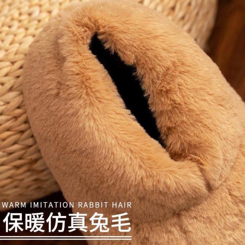 Fashion Top Quality Warm Imitation Rabbit Hair Slippers Women Girls Slip On Bear Paw Shoes Ladies Creative Fluffy Indoor Slipper Female