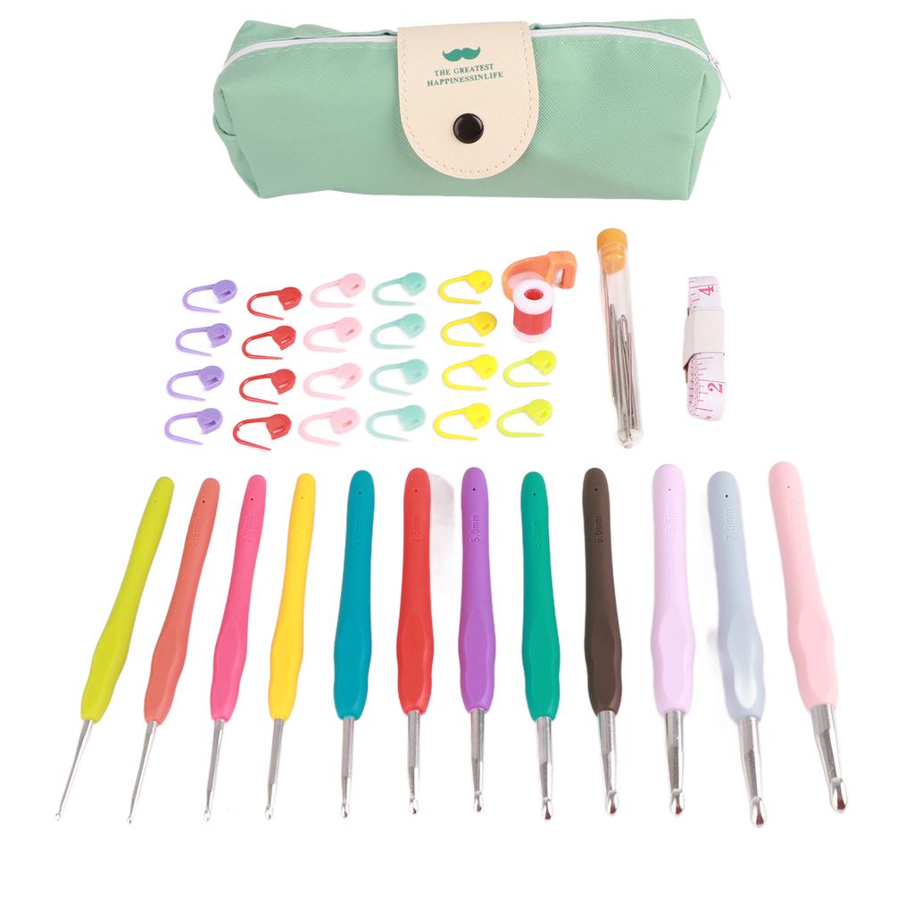 46pcs Crochet Hook Set with Workbag Colored Easy To Identify Ergonomic Crochet Needle Knitting Hook