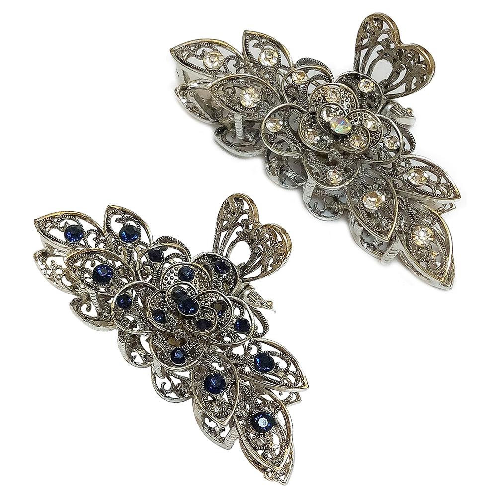 Модные заколки для волос со стразами и кристаллами в виде цветка, зажимы для волос, аксессуары для волос для женщин