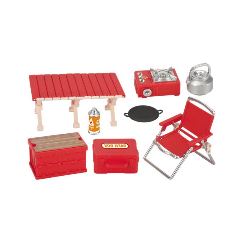 Simulation Mini Picnic Camping Set Dollhouse Outdoor Scene Decor Folding Tables Chair Stool Cassette Stoves Kid Pretend Play Toy