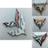 Premium Metal Crossed Flag Decal Emblem With Timeless Appeal For Corvette C7