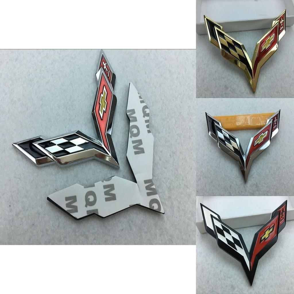 Premium Metal Crossed Flag Decal Emblem With Timeless Appeal For Corvette C7