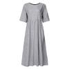 Women's Casual Literary Temperament Plaid Short-sleeved Round Neck Hem Dress