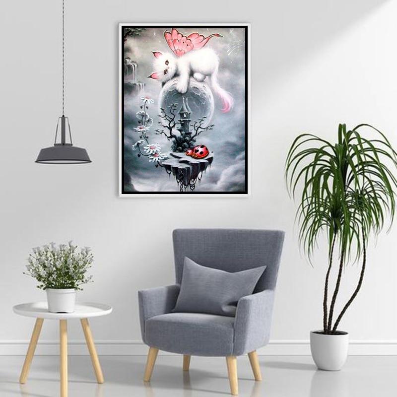 5D алмазная живопись животное милый кот Алмазная вышивка крестиком стразы полная квадратная круглая дрель фотографии искусство домашний декор