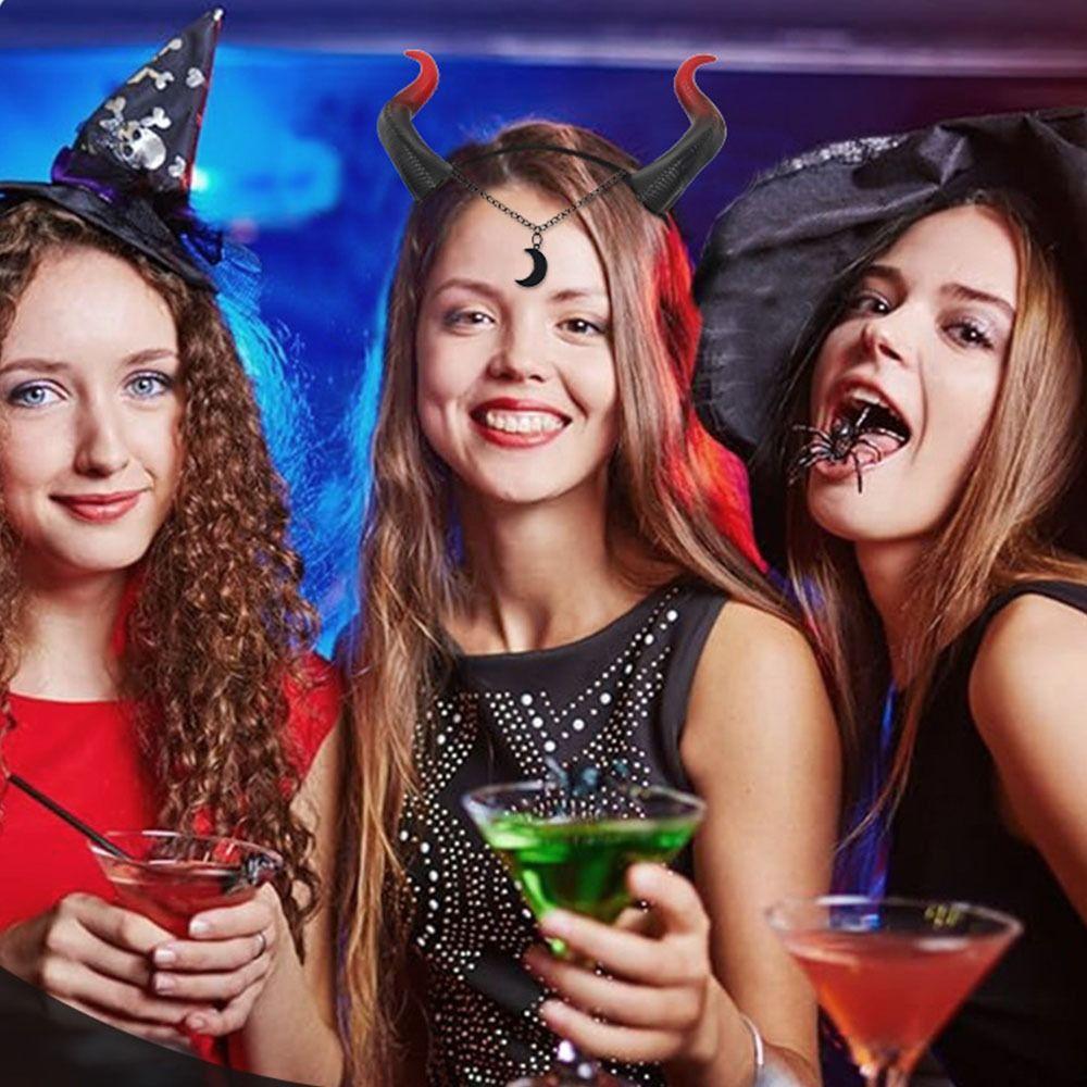 Black Red Devil Horn Headband Headwear Halloween Hair Band Trendy Demon Hair Hoop  Kids