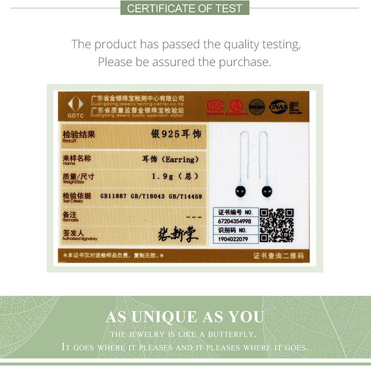 BAMOER 925 пробы серебряные круглые белые жемчужные бусины с длинной цепочкой висячие серьги для женщин изящные ювелирные изделия