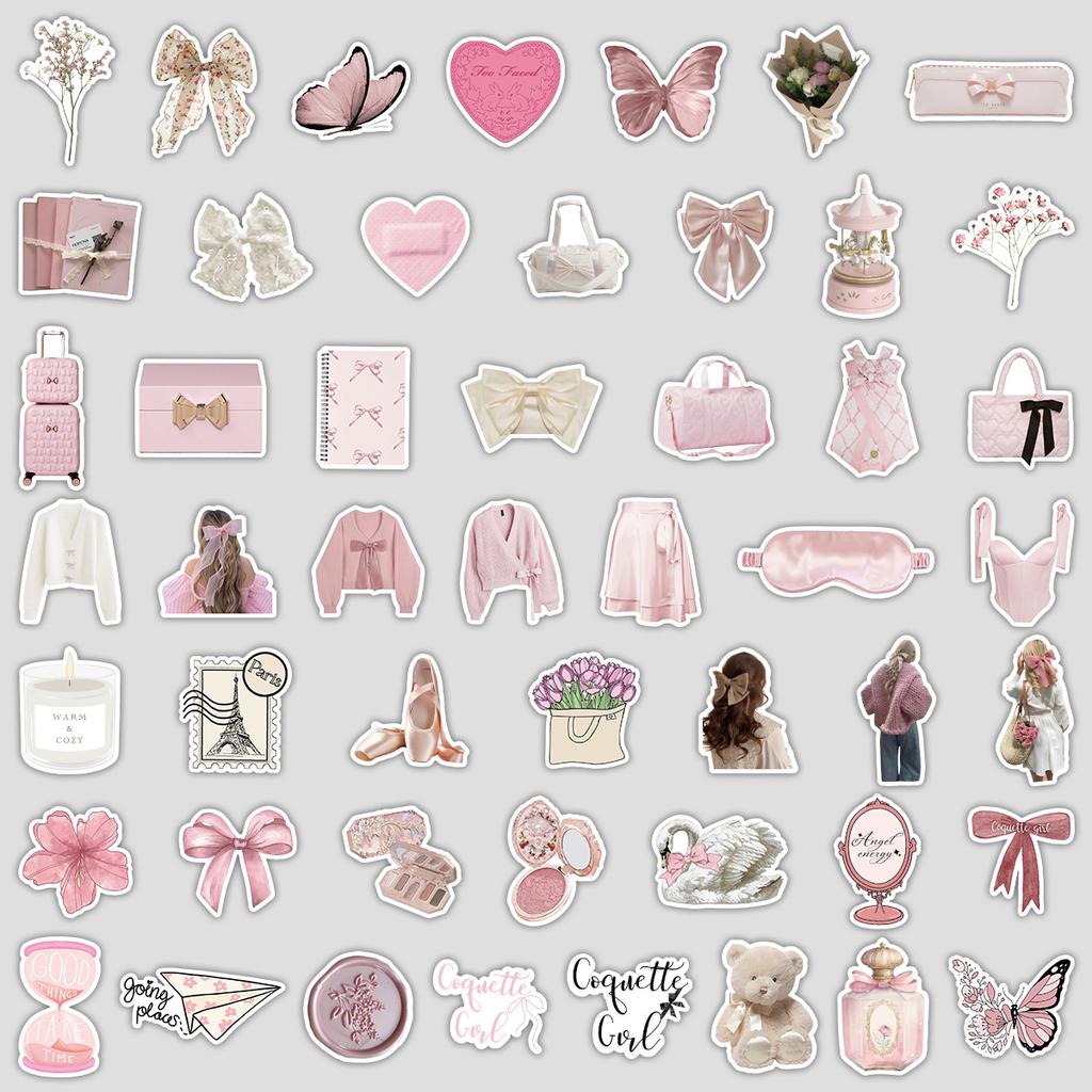 50 Nordic Style Coquette Girl Graffiti Stickers Water Cup Computer Waterproof Decorative Stickers Stationery Stickers