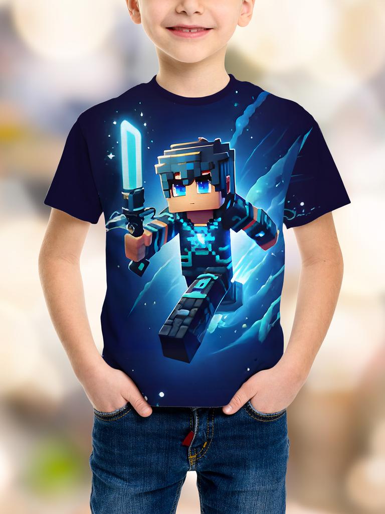 Модная Игра Пиксельная День Рождения 3D Печать Детская Футболка Юмор Смешной Мальчики Новинка Подарок Короткий Рукав Te