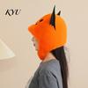 Unique Bat Wing Decoration Halloween Pumpkin Head Hat, Cute Spooky Full Mask for Adults Theme Event Costume Accessory Kids, Soft Plush Prop