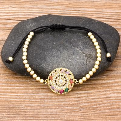 Nidin New Classic Light Luxury Copper Macrame Pave CZ 4MM Beads 8 Shape Men Women Handmade Adjustable Bracelets Jewelry Gift