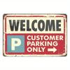 2D Flat 30*20cm Wooden Vintage-Style Welcome Customer Parking Sign - 8x12 Inches, Wall-Mounted Wooden Decor for Home, Garden, Garage, Patio & Farm