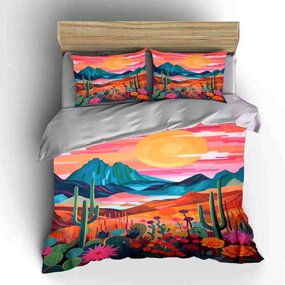 Colorful desert landscape pattern. Bedding sets Duvet cover sets Duvet covers Pillowcases(1 * Duvet Cover 2 * Pillowcases without duvet insert)