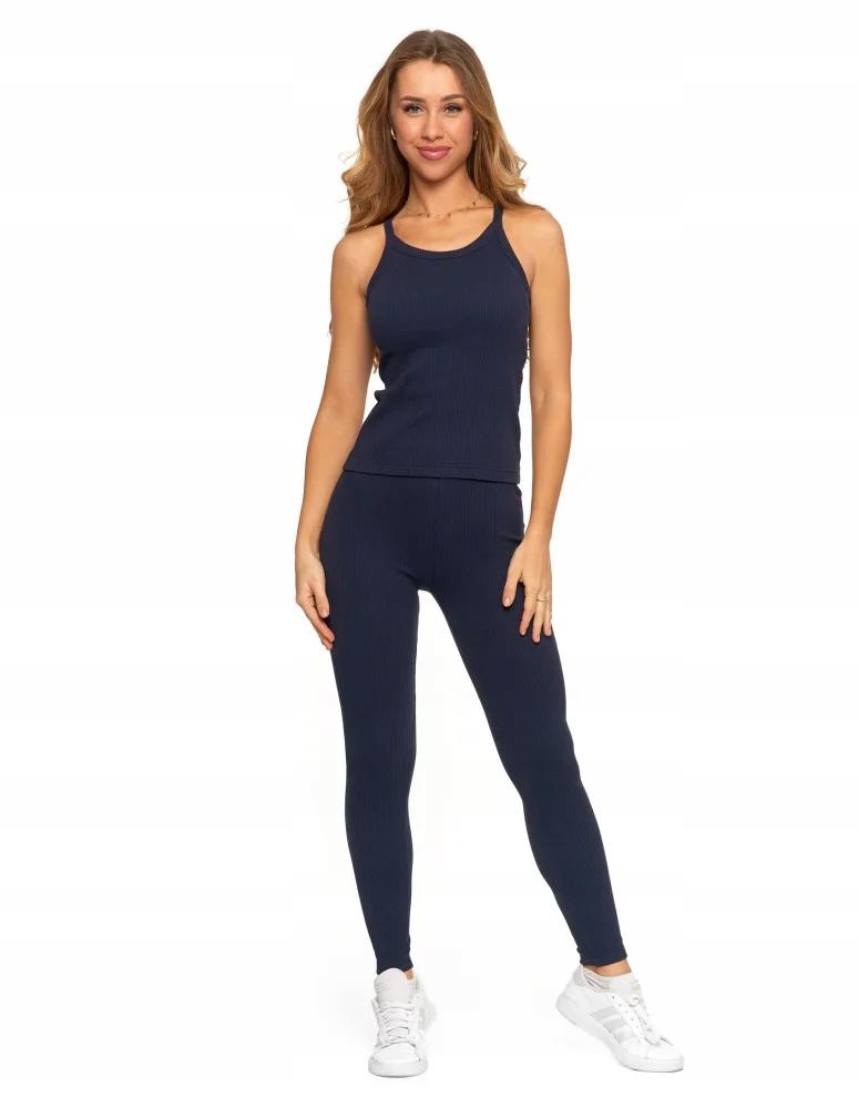 Women's Cotton Leggings with Wide Elastic Waistband Fit Elastic MORAJ S NAVY