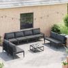 8 Piece Black Steel Outdoor Sofa Set with Cushions