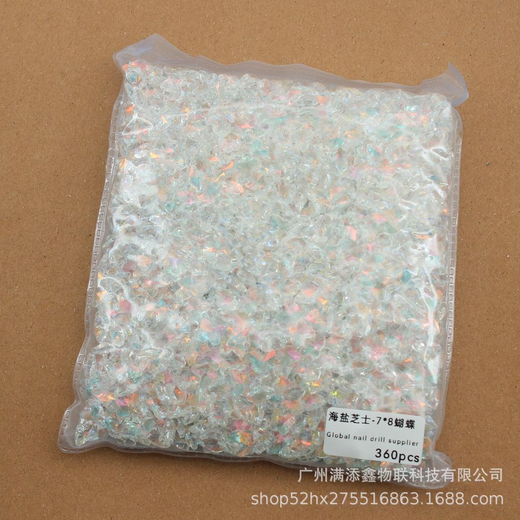 Целая упаковка из 360 кристаллов с острым дном в виде морской соли и сыра, бриллиантов, толстых квадратных, с кривым сердцем, украшений для дизайна ногтей