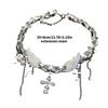 Stylish Clavicle Chain Adjustable Choker with Angelic Wing and Crucifix Charm Handmade Jewelry for Girls and Women