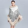Fur Collar Pullover Cape Shawl Women'S Knitted Fur Coat 601 #