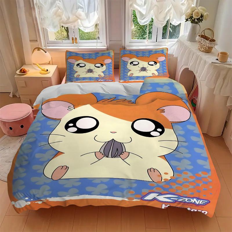3pcs Hamtaro Duvet Cover Set - Machine Washable, Includes 1 Duvet Cover and 2 Pillowcases, No Core Included yy251022195