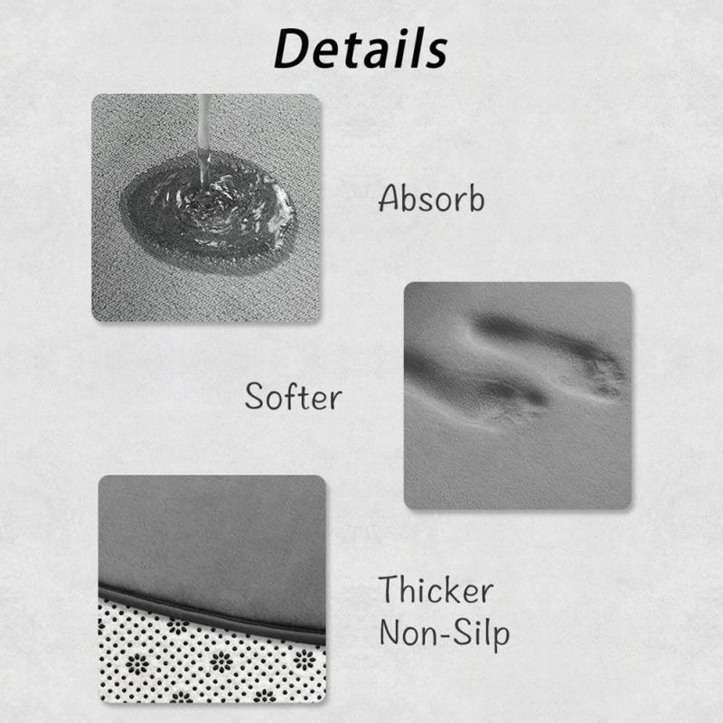 Полукруглый коврик для пола Впитывающий Быстросохнущий Нескользящий Дверной коврик для ванной комнаты Для спальни Туалета Кухни