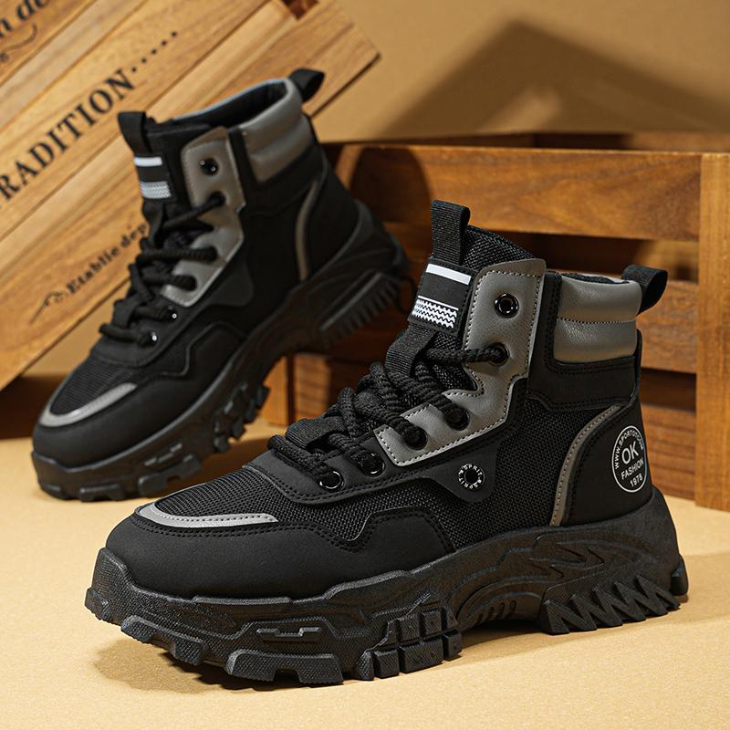 Мужские повседневные короткие ботинки, модные осенние дышащие тренировочные ботинки, легкие нескользящие походные ботинки для активного отдыха, мужская обувь на платформе