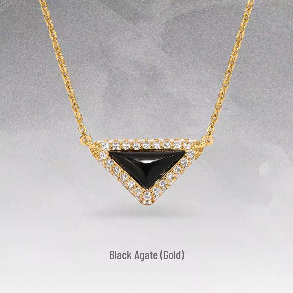 Ожерелье из натурального камня треугольной формы с бриллиантами - Роскошное, изысканное и универсальное колье-цепочка для ключицы для создания высококлассного стиля.