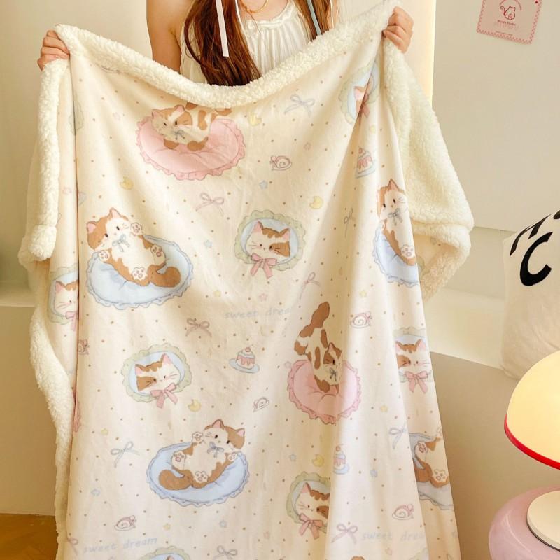 A-Class Winter Fleece Blanket Office Nap Shawl Thick Plush Throw Sofa Bed