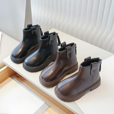 Новые весенние кожаные ботинки для детей, модные короткие ботинки