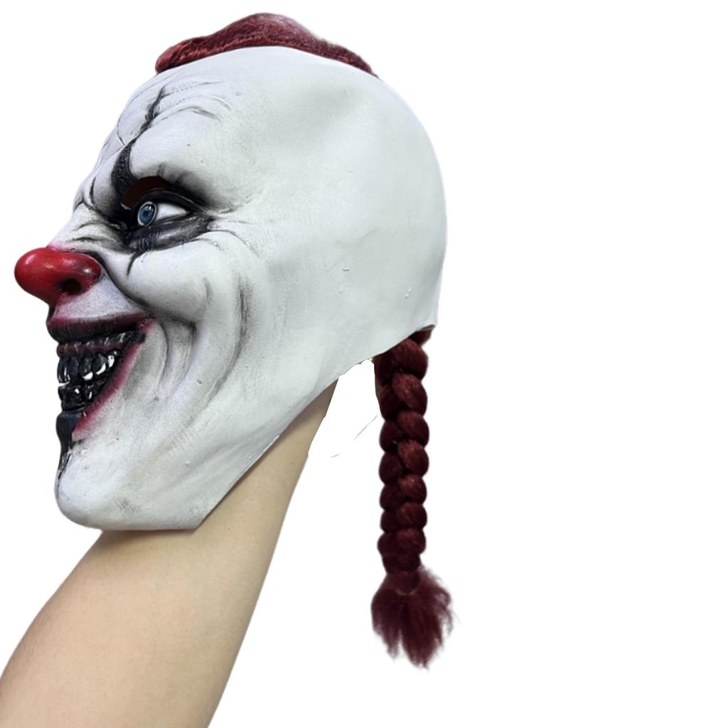 Wig Long Braid Clown Mask Horror Clown Headgear