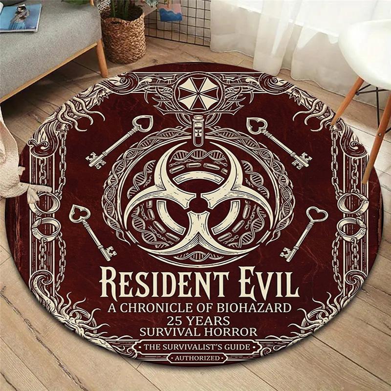 Resident Evil Round Area Rug Carpet Rug For Living Room Bedroom Sofa Playroom Decor Nonslip Floor Mat