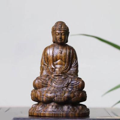 Статуя Будды Сяка Нёрай Мини Деревянная Резная Статуя Будды Шакьямуни в Позе Сидя Буддийская Скульптура Будда Будда Риндзай Тэндай Главная Статуя Будды для