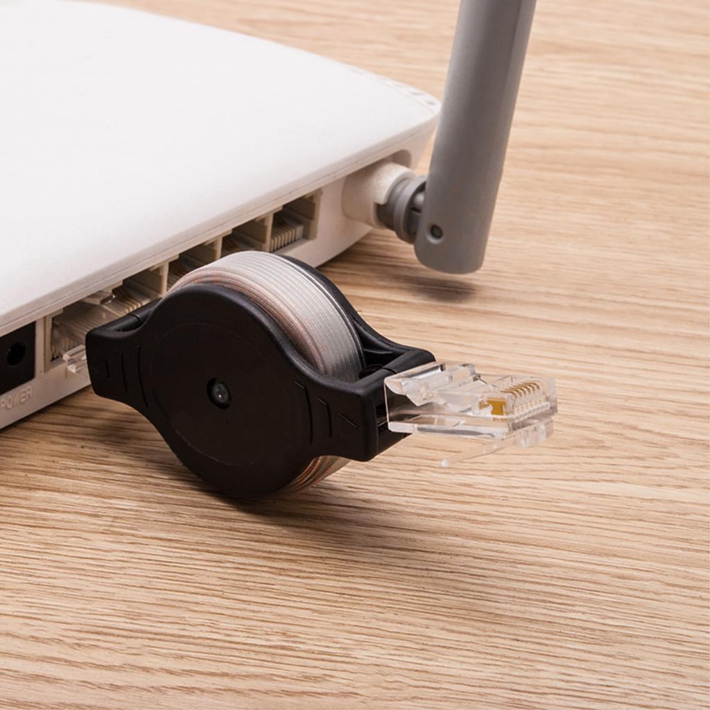 Черный Мини 1,5 м Сетевой Ethernet Выдвижной Кабель Портативный Легкий Высокое Качество Плавное Соединение Легко Использовать