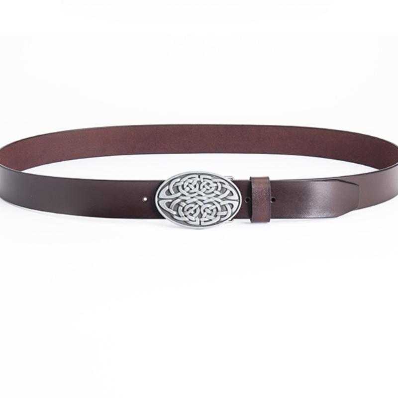 Модный новый мужской ремень из натуральной кожи в стиле ретро с гладкой пряжкой