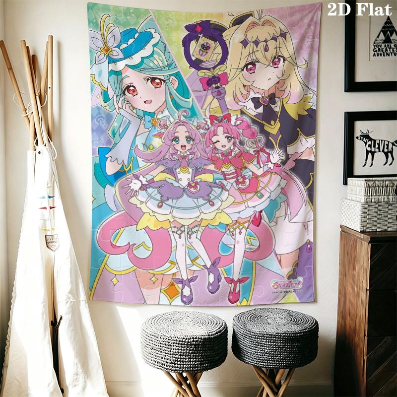 Pretty Cure Wall Tapestry Aesthetic Wall Hanging Printed Fabric Blanket Decorative Tapestries for Bedroom Living Room Home Decor