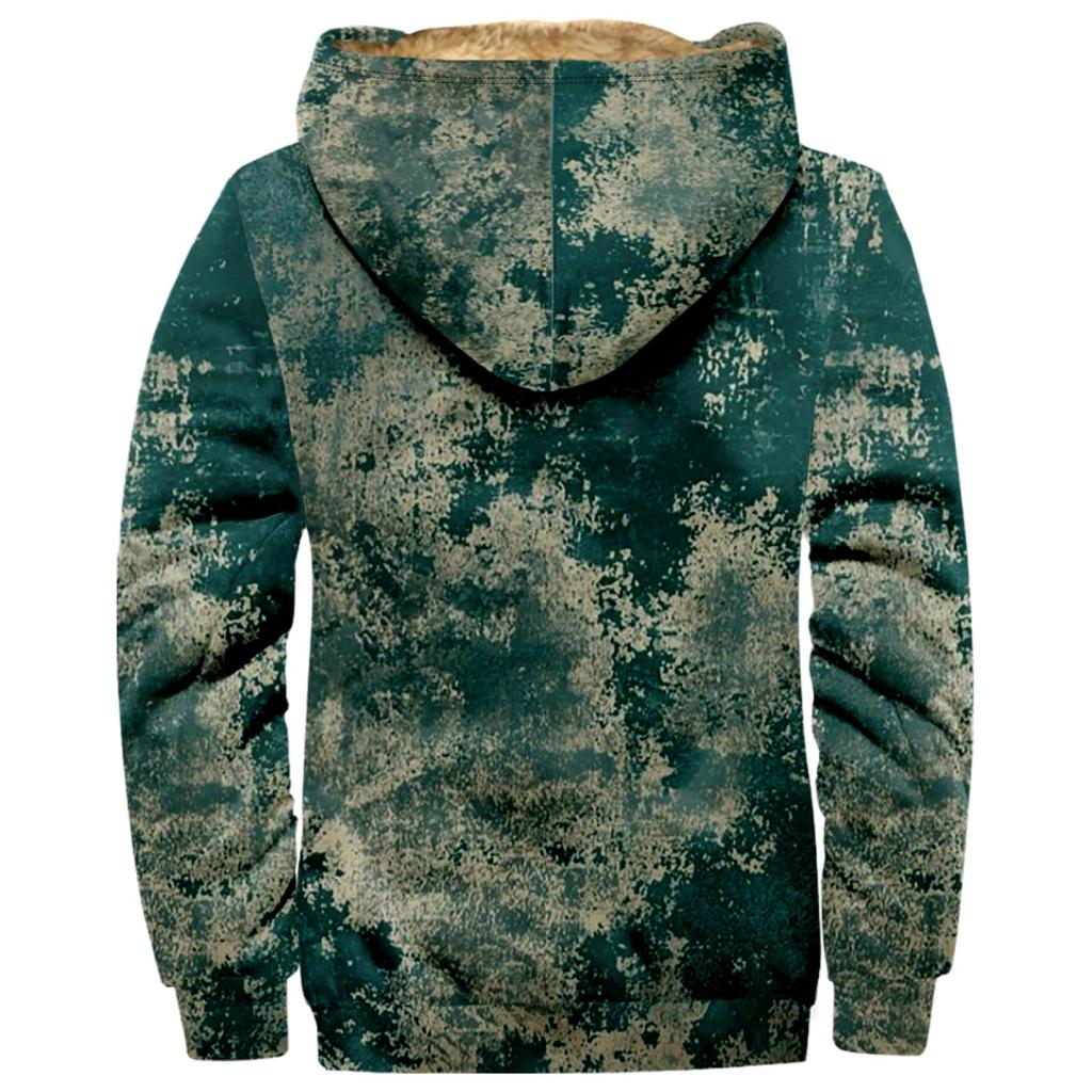 Мужской индивидуальный повседневный свитер на молнии с длинным рукавом и принтом, толстый хлопковый костюм, зимний костюм