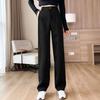 Костюмные брюки женские брюки с высокой талией драпированные тонкие черные маленькие летние тонкие свободные прямые повседневные широкие брюки