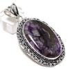 Natural Russian Charoite Gemstone 925 Sterling Silver Jewelry Pendant 2.44" L9Q18