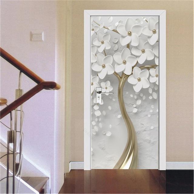 3D золотые наклейки для украшения дверей, мраморные простые абстрактные линии, цветы, обои для гостиной, домашний декор, художественные наклейки для спальни