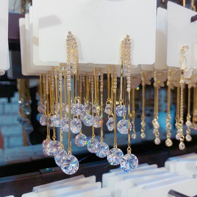 Корейские длинные серьги для женщин, модные ювелирные изделия, свадебные вечеринки, сверкающие серьги из циркония, оптовая продажа, бижутерия, подарки