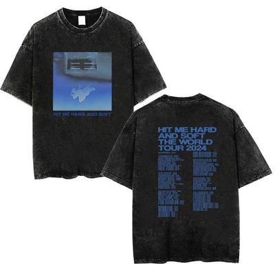 Уличная одежда Billie Hit Me Hard and Soft Tour Выстиранные футболки Харадзюку Хип-хоп Круглый вырез Короткий рукав Повседневный наряд Одежда