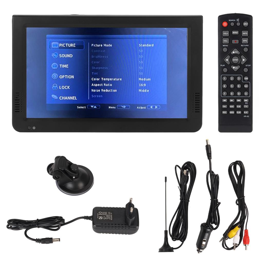10 Inch Portable TV 16:9 TFT LED 1080P Rechargeable HD Multimedia Interface Video Player for Home Car