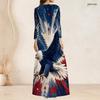 Plus Size Women V Neck 3 4 Sleeve Maxi Dress Stylish Casual Holiday Gown