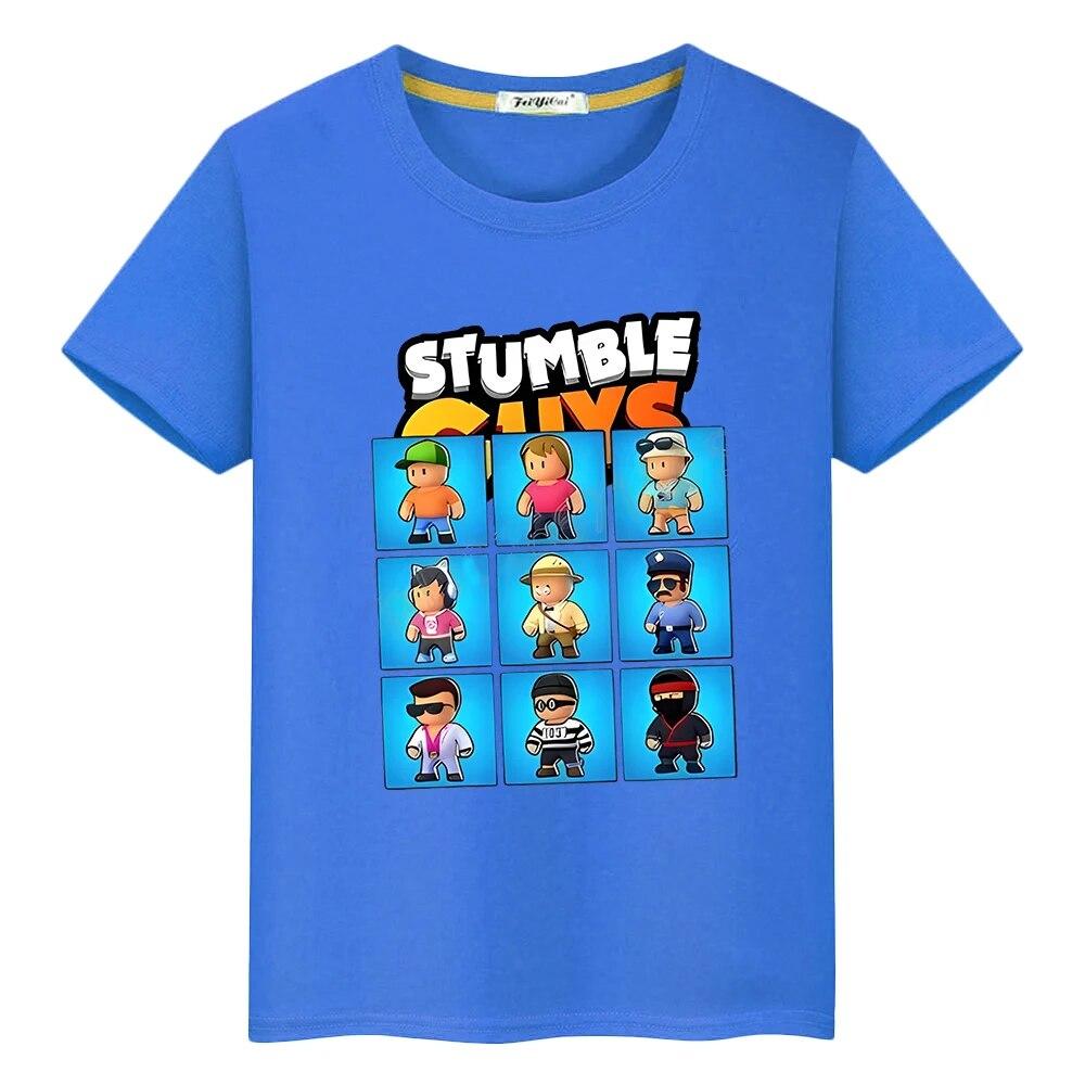 Короткая футболка из 100% хлопка для мальчиков Stumble Guys, футболка Kawaii Pride, цельная футболка y2k, повседневные футболки с принтом аниме, топы, детская одежда для девочек