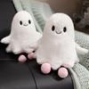 Cute Cotton Ghost Plush Toy Kawaii White Ghost Stuffed Animal with Pink Feet for Girls Halloween & Home Decor