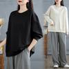 2025 Женская весна Большие размеры Пуловеры Длинные рукава Топы Футболки Однотонные O-образный вырез Повседневная женская свободная рубашка Oversize