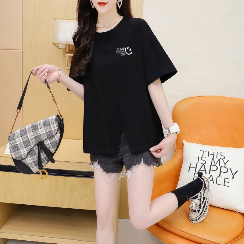 Женская футболка с короткими рукавами Design Sense Print Split, летний маленький топ